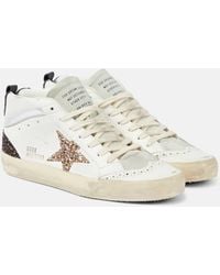 Golden Goose - Mid Star Glitter Leather Sneakers - Lyst
