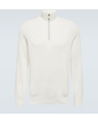 Brunello Cucinelli - Ribbed-knit Cotton Half-zip Sweater - Lyst