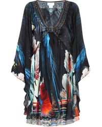 Camilla Bedruckter Kaftan aus Seide - Schwarz