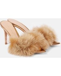 Gianvito Rossi - Pointy Shearling-Trimmed Leather Mules - Lyst