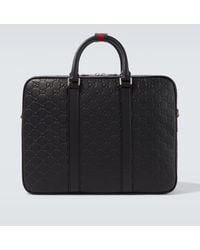 Gucci - Aktentasche Gg Emblem Aus Leder - Lyst