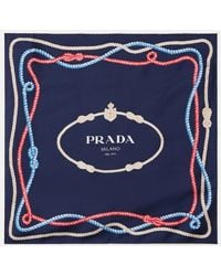 Prada - Printed Silk Twill Scarf - Lyst