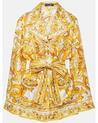 Dolce & Gabbana - Silk Blouse With Maiolica Print And - Lyst