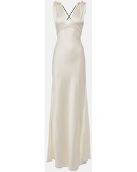 Victoria Beckham - Gathered Open-Back Crepe Satin Gown - Lyst