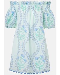 Juliet Dunn - Vestido Corto De Algodon Con Hombros Descubiertos - Lyst