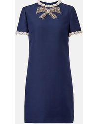 Valentino - Crepe Couture Embellished Minidress - Lyst