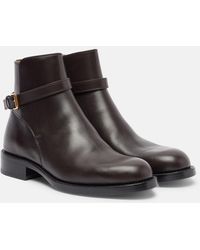 The Row - Nobilis Leather Ankle Boots - Lyst