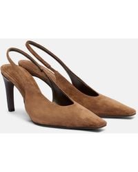 Brunello Cucinelli - Suede Monili-Heel Slingback Pumps - Lyst