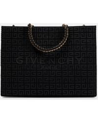 Givenchy - G-tote Medium Leather-trimmed Chain-embellished Canvas-jacquard Tote - Lyst