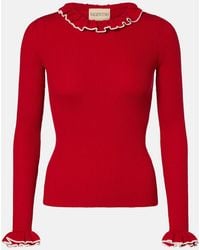 Valentino - Ruffled Virgin Wool Sweater - Lyst