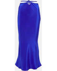 Christopher Esber Tie-trimmed Silk Satin Midi Skirt - Blue