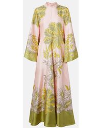 La DoubleJ - Magnifico Floral Silk Twill Maxi Dress - Lyst
