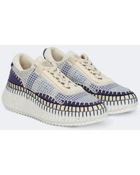 Chloé - Nama Embroidered Suede And Recycled-Mesh Sneakers - Lyst