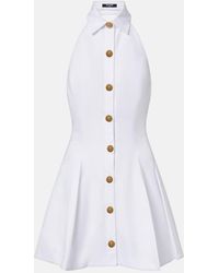 Balmain - Pleated Cotton Poplin Minidress - Lyst