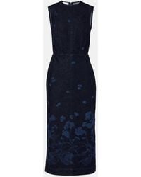 Erdem - Floral Denim Midi Dress - Lyst