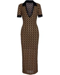 David Koma Synthetic Twisted Knit Midi Dress in Orange - Lyst