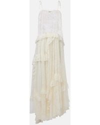 Chloé - Ruffled Sheer Lace Maxi Dress - Lyst