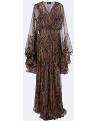 Etro - Paisley Ruffled Silk-Blend Crepon Maxi Dress - Lyst