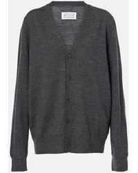 Maison Margiela - Cardigan Aus Wolle Mit Leder - Lyst
