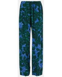 Dries Van Noten - Floral Silk Crepe De Chine Straight Pants - Lyst