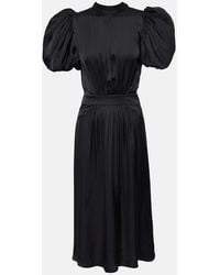 ROTATE BIRGER CHRISTENSEN - Puff-Sleeved Mandarin-Collar Woven Midi Dress - Lyst