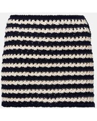 Prada - Crochet Striped Cotton Miniskirt - Lyst