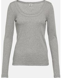 Totême - Ribbed-knit Cotton-blend Jersey Top - Lyst