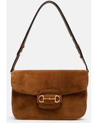 Gucci - Horsebit 1955 Large Suede Shoulder Bag - Lyst
