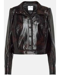 Courreges - Bedruckte Bikerjacke Aus Einem Baumwollgemisch - Lyst