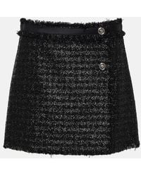 Versace - Mini-wickelrock Aus Metallic-tweed Aus Einer Wollmischung Mit Fransen - Lyst