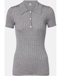 TOTEME - Ribbed-Knit Cashmere And Silk Polo Shirt - Lyst