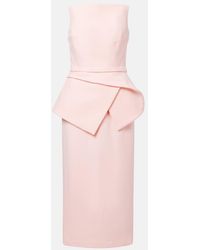 Safiyaa - Belted Crepe Midi Dress - Lyst