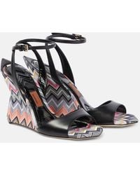 Missoni - Zig Zag Leather Wedge Sandals - Lyst