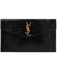 Saint Laurent - Uptown Leather Clutch Bag - Lyst