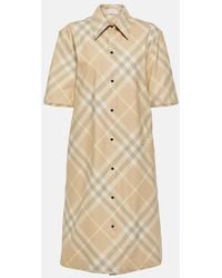 Burberry - Embroidered Cotton Shirt Dress - Lyst