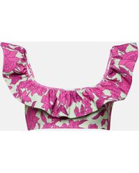 La DoubleJ - Ruffled Floral Bikini Top - Lyst