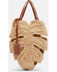STAUD - Palm Leather-Trimmed Raffia Top-Handle Bag - Lyst