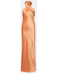Galvan London - Pandora Halterneck Satin Gown - Lyst