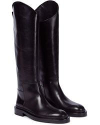 Jil Sander Leather Riding Boots - Black