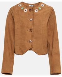 RIXO London - Marianne Embroidered Suede Jacket - Lyst