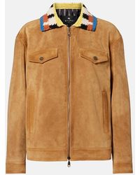 Etro - Crochet-Trimmed Suede Jacket - Lyst