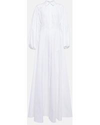 Carolina Herrera Puff-sleeve Belted Gown - White