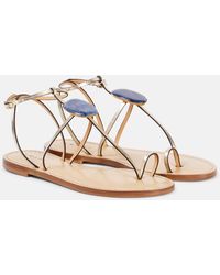 Amanu - Cairo Embellished Metallic Leather Sandals - Lyst