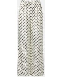 Gucci - Horsebit Silk Twill Wide-Leg Pants - Lyst