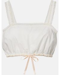 Posse - Alma Lace-Trimmed Cotton Crop Top - Lyst