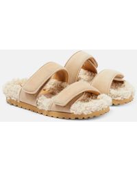 Gia Borghini - Alvine Suede And Shearling Slides - Lyst
