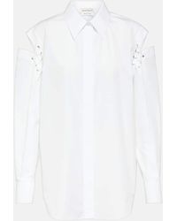 Alexander McQueen - Camisa de popelin de algodon con aberturas - Lyst