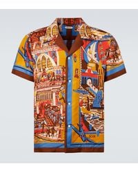 Bode - Manhattan Island Printed Silk Bowling Shirt - Lyst