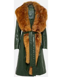 Burberry - Faux Fur-trimmed Leather Coat - Lyst