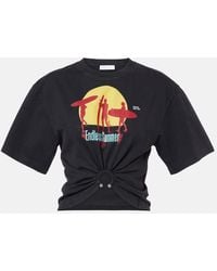 Rabanne - Printed Cropped Cotton Jersey T-Shirt - Lyst